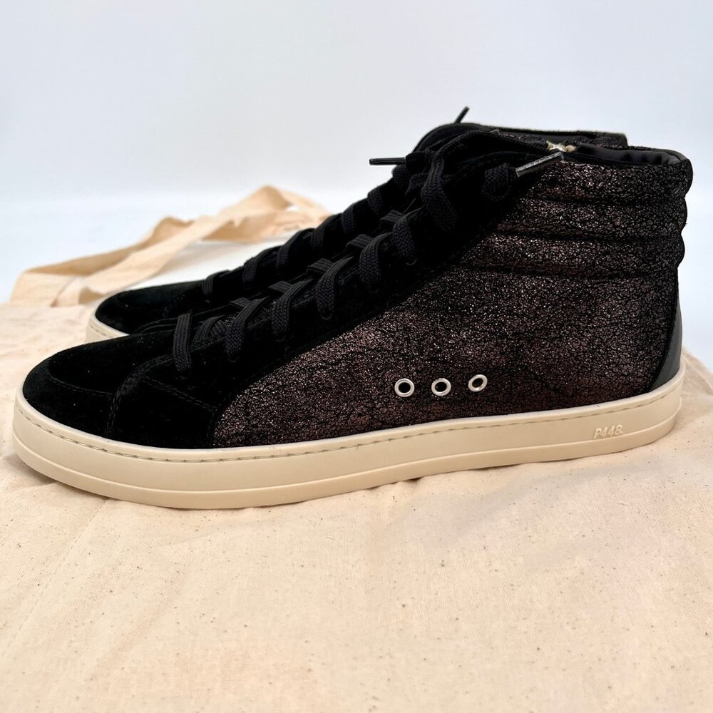 P448 Skate High‑Top Sneaker Size 38 Cracked Leather/Black Rubber Sole - Picture 10 of 16